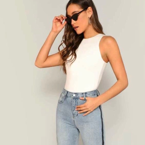 SHEIN Tops - *NEVER WORN* Solid Form-Fitting White Bodysuit
